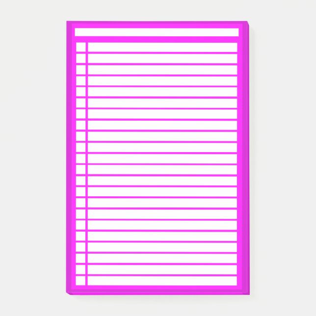 Bloco Post-it Lista de verificação de Fuschia (Frente)