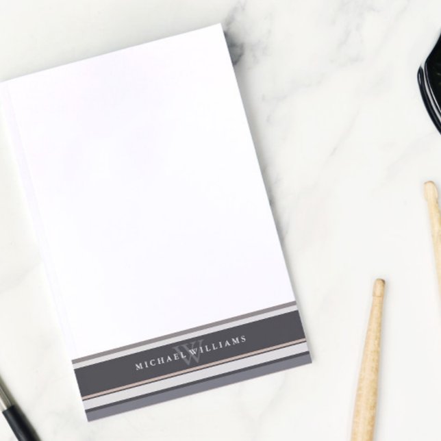 Bloco Post-it Listras Neutras Monograma (Criador carregado)