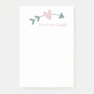 Bloco Post-it Live Love Laugh Posta-It Notes Com Coração E Seta