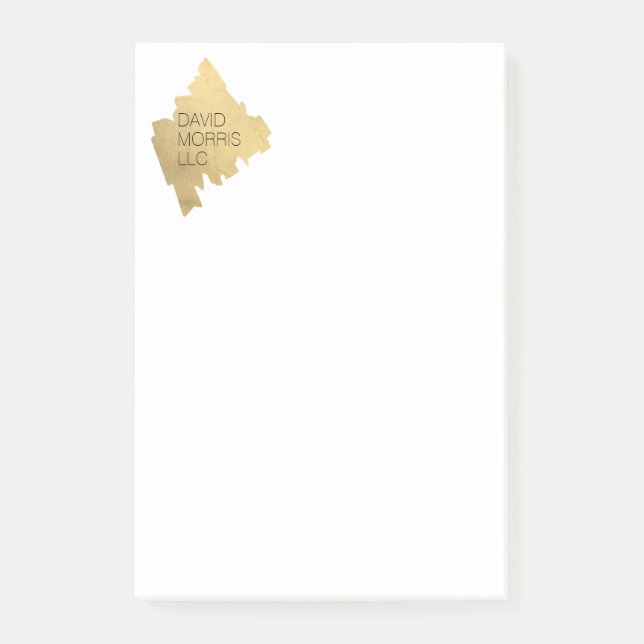 Bloco Post-it Logotipo Dourado de Brushbeat Luxe em Branco (Frente)