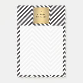 Bloco Post-it Logotipo Dourado do padrão preto e branco retrorre