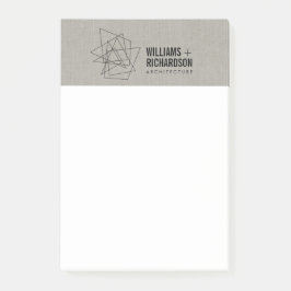 Bloco Post-it Logotipo Geométrico abstrato Linen/Black