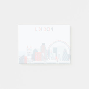 Bloco Post-it Londres, Inglaterra Linha Céu Vermelho, Branco e