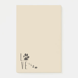 Bloco Post-it Love Pet Paw Print Brown Grunge Tipografia