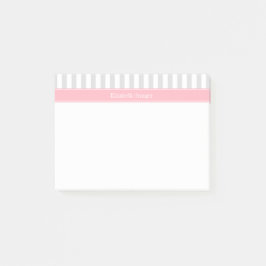 Bloco Post-it Lt Cinza White Stripe Nome Rosa Monograma