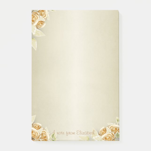 Bloco Post-it Luxo Elegante, Rosas de Ouro Falso (Frente)