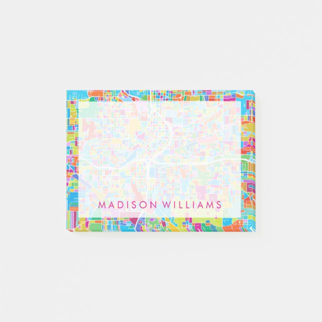 Bloco Post-it Mapa colorido de Atlanta (Frente)