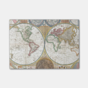 Bloco Post-it Mapa do mundo do vintage