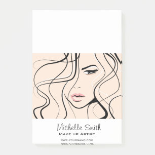 Bloco Post-it Maquiagem Feminina Elegante de Pastel Minimalista