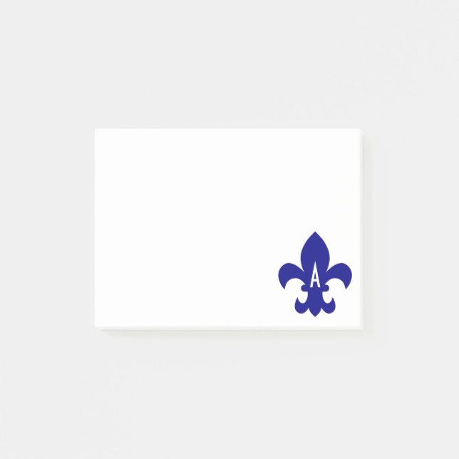 Bloco Post-it Marinho Fleur de Lis Monograma (Frente)
