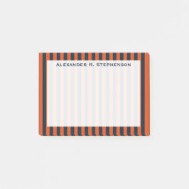 Bloco Post-it Marinho Vertical Monograma Blue e Orange Stripe