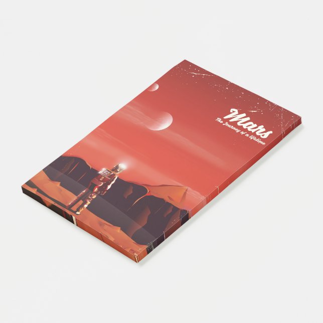 Bloco Post-it Mars Science fiction viagens vintage (Inclinado)
