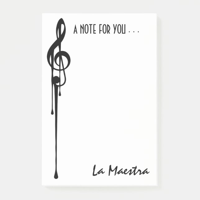Bloco Post-it MELTPOINT White Black G-Clef 'La Maestra' Personal (Frente)