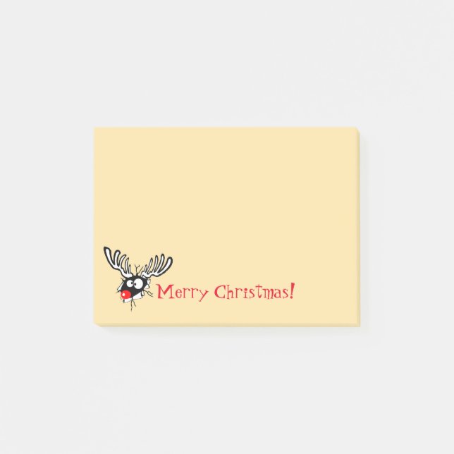 Bloco Post-it Merry Christmas Crazy Red Nosed Reindeer (Frente)