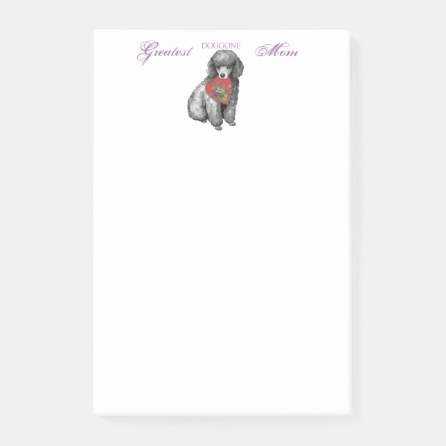 Bloco Post-it Miniatura Poodle Heart Mãe (Frente)