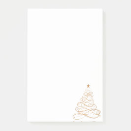 Bloco Post-it Minimalista da Árvore de Natal Dourada de Filigran