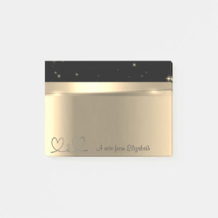Bloco Post-it Moderno Elegante  Corações de Ouro - Personalizado
