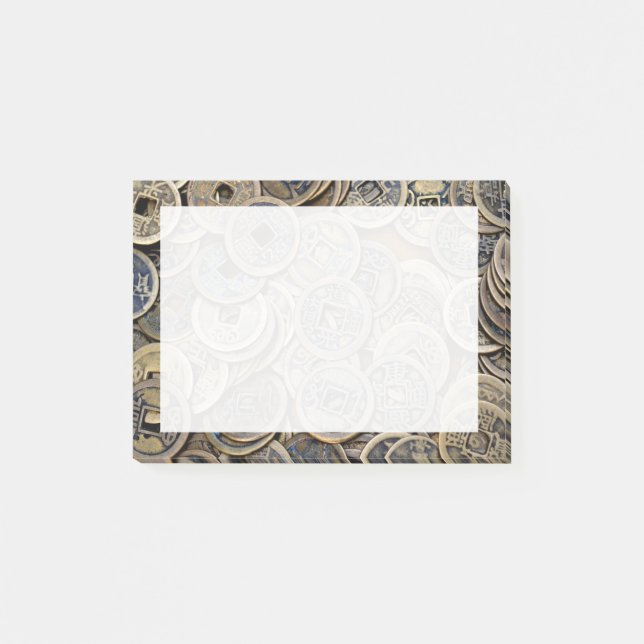 Bloco Post-it Moedas Chinesas de Sorte e Prosperidade Feng Shui (Frente)