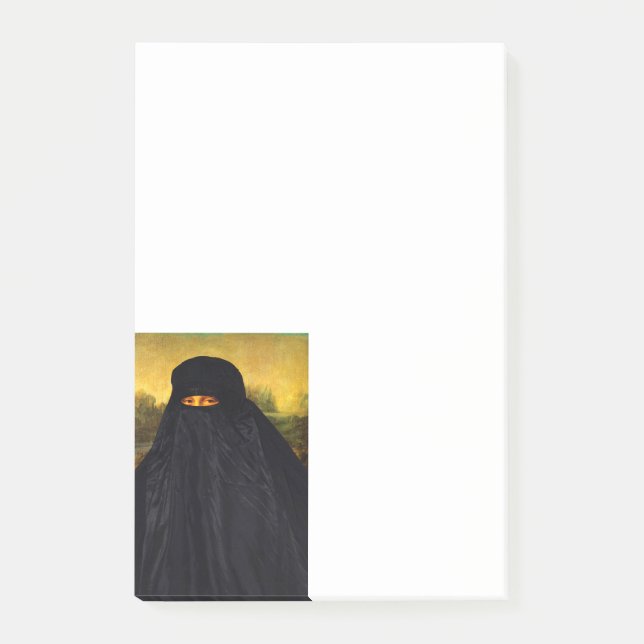 Bloco Post-it Mona Lisa escondida atrás do Burqa (Frente)