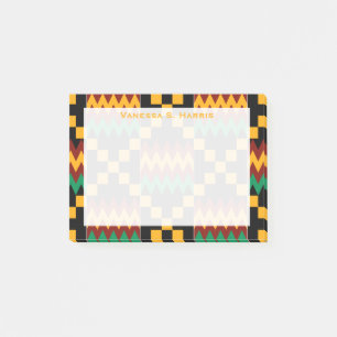 Bloco Post-it Monograma Amarelo Kwanzaa Black Red Kente Cloth