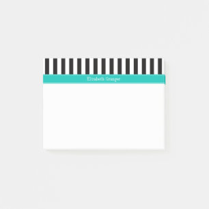 Bloco Post-it Monograma branco preto do nome da fita da cerceta