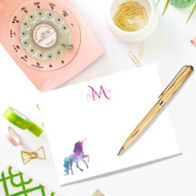 Monograma branco unicórnio púrpura