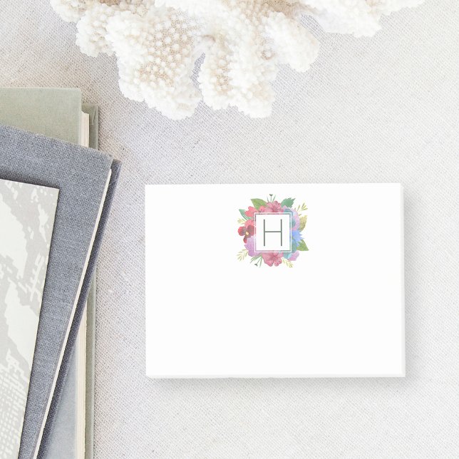 Bloco Post-it Monograma de Buquê de flor selvagem (Criador carregado)