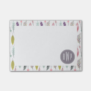 Bloco Post-it Monograma de Penas e Setas