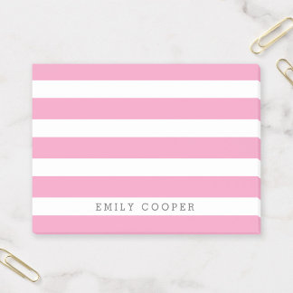 Bloco Post-it Monograma de Stripes Clássicas Cor-de-Rosa e Branc