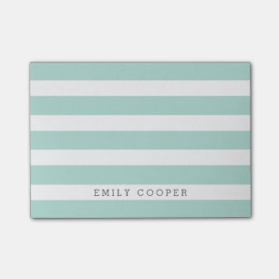 Bloco Post-it Monograma de Stripes Clássicas Mint e White