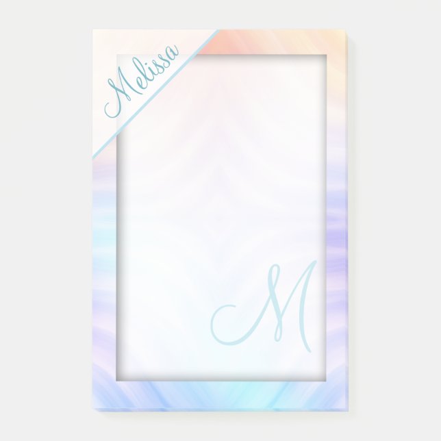 Bloco Post-it Monograma do melão do amarelo da lavanda da (Frente)