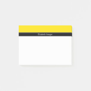 Bloco Post-it Monograma do Nome da Fita Amarelo e Preto
