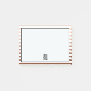 Bloco Post-it Monograma Dourado de Listras de Bronze