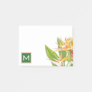 Bloco Post-it Monograma Flores Exóticas Aquarela