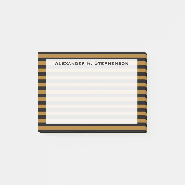 Bloco Post-it Monograma Matte Dourada e Black Stripe (Frente)
