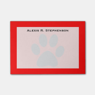 Bloco Post-it Monograma Pata Preta para Animais Vermelha Impress