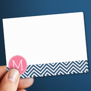 Bloco Post-it Monograma Personalizado de Chevrons Azuis e Magent
