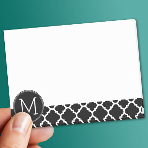 Bloco Post-it Monograma Personalizado de Padrão de Quatrefoil Pr