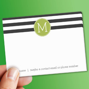 Bloco Post-it Monograma preto e branco do verde do teste padrão