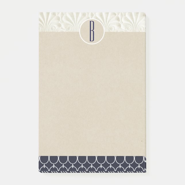 Bloco Post-it Monograma Russo da Kraft Personalizada de Glam Náu (Frente)