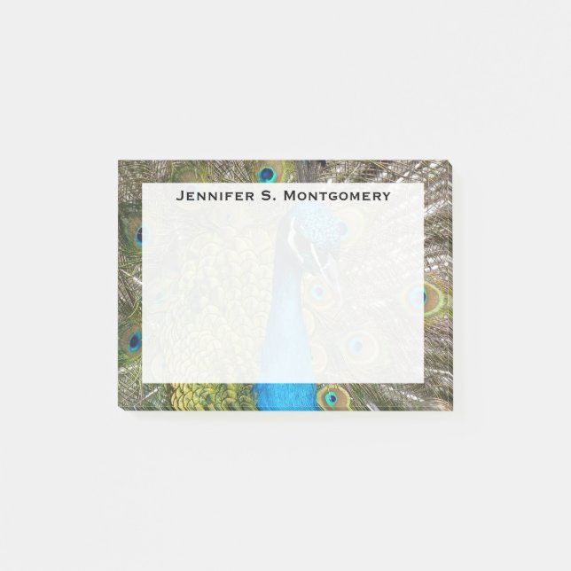 Bloco Post-it Monograma Turquoise Blue Verde limão Pacock Feathe (Frente)