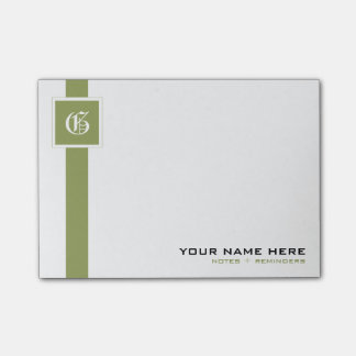 Bloco Post-it Monograma verde & branco profissional da listra