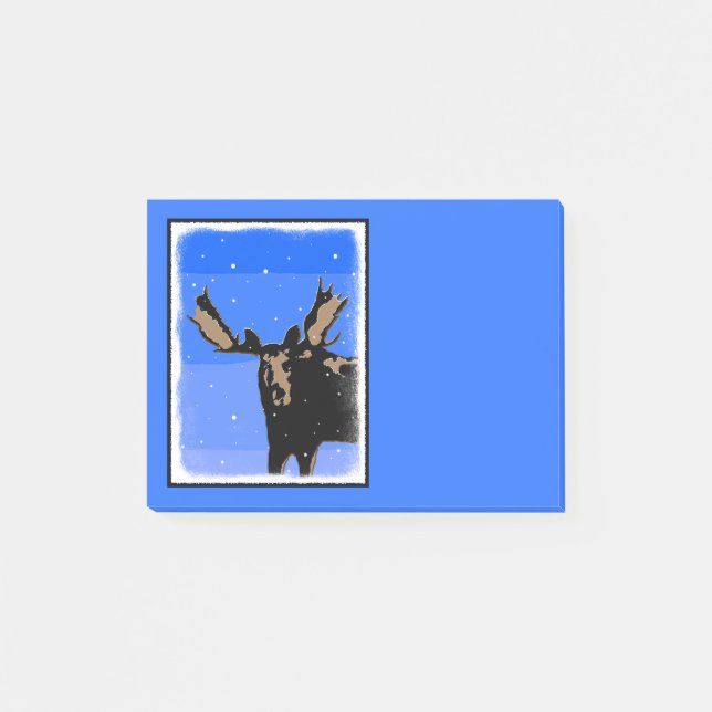 Bloco Post-it Moose no inverno - Arte original sobre a vida selv (Frente)