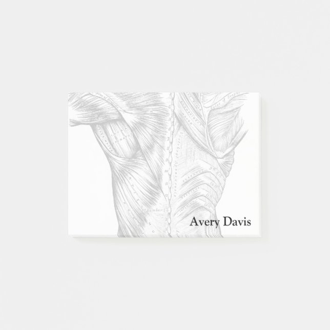 Bloco Post-it Músculos dorsais de anatomia branca e negra (1890) (Frente)