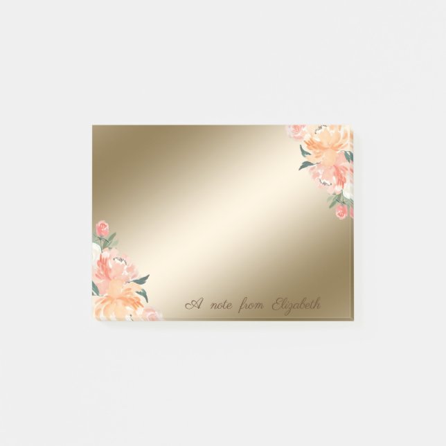 Bloco Post-it Na moda elegante,Girly,Flores de Aquarela (Frente)
