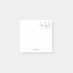 Bloco Post-it Nantucket Island MÃE Vintage Map Black