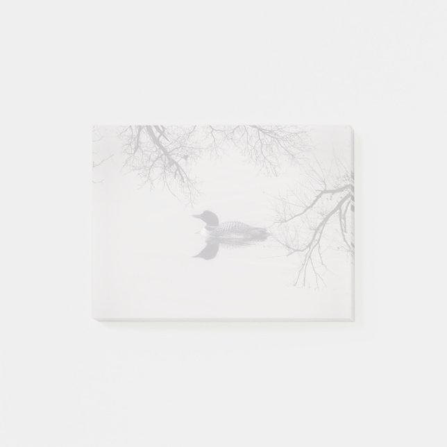 Bloco Post-it Natações de leão comum num lago Norte no inverno (Frente)