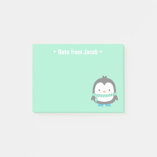Bloco Post-it Natal do Pequeno Pinguim Fofo para Crianças (Frente)