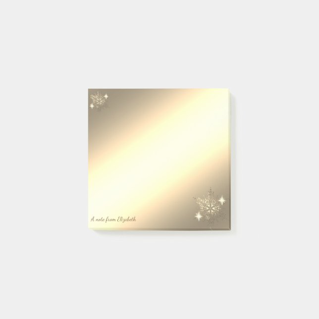 Bloco Post-it Natal,Flocos de Neve em Ouro Falso-Personalizado (Frente)