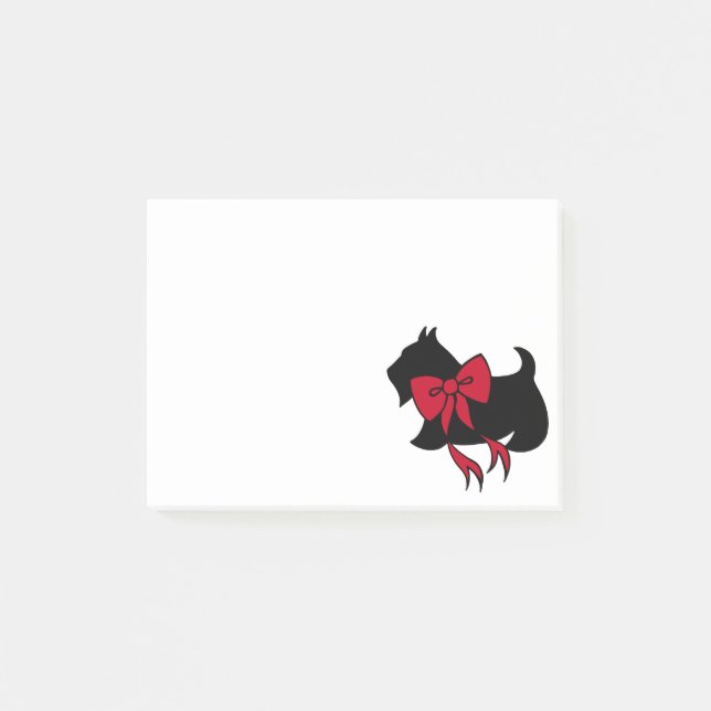 Bloco Post-it Natal Scottish Terrier Posta Notas para o presente (Frente)